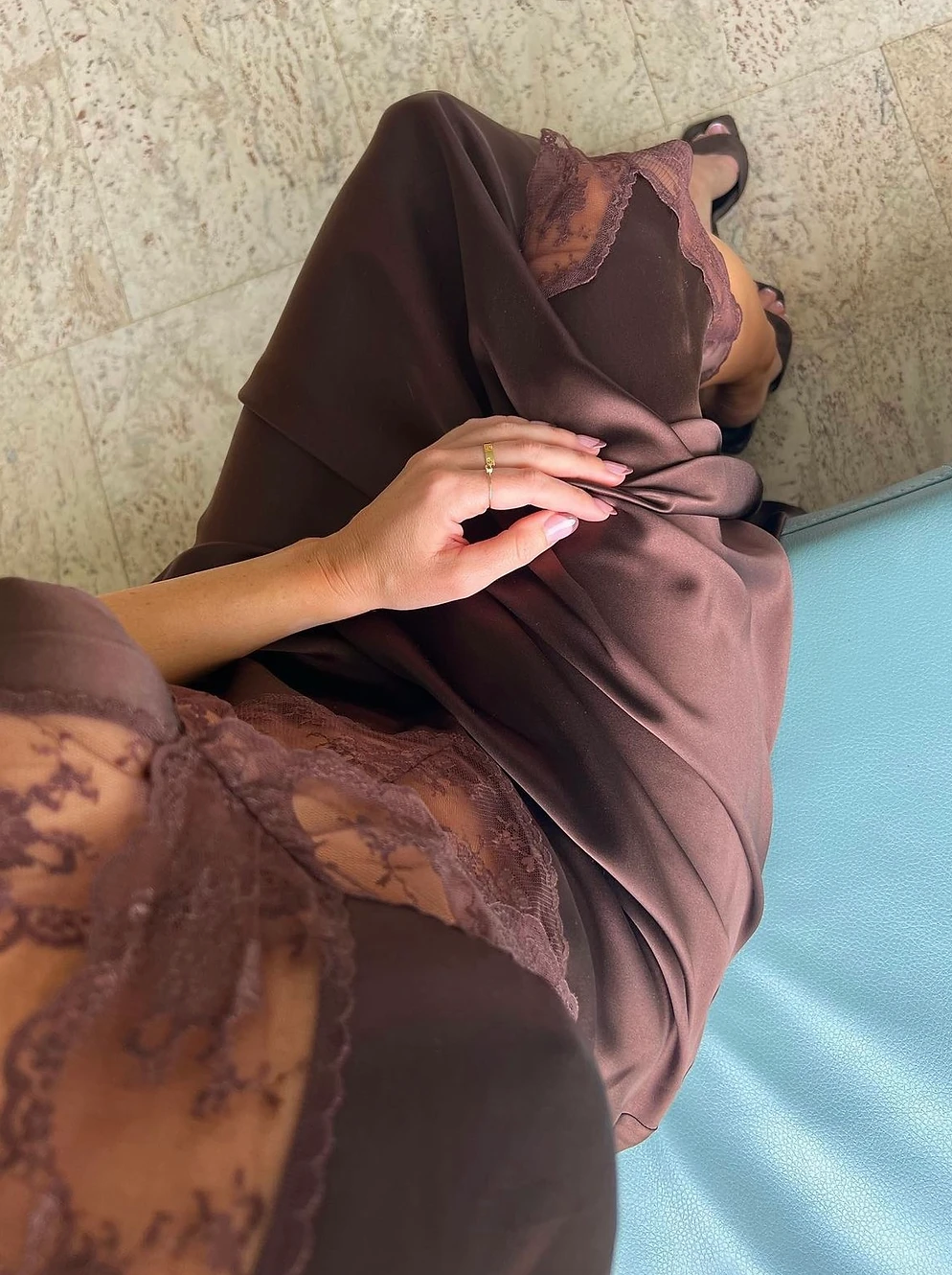 SIR the Label Aries Cut Out Gown Chocolate