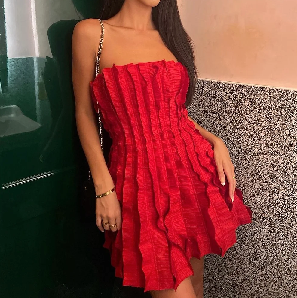 Aje Hybrid Sleeveless Mini Dress in Scarlet Red