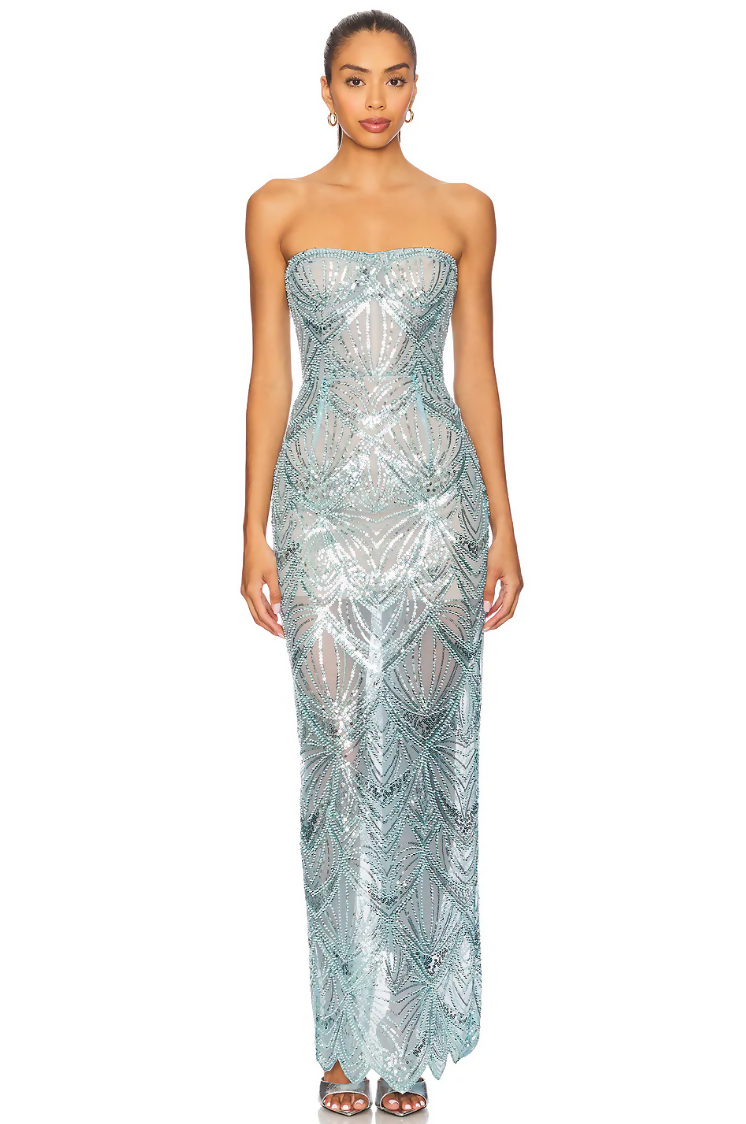 Bronx and Banco Giselle Powder Blue Maxi Dress