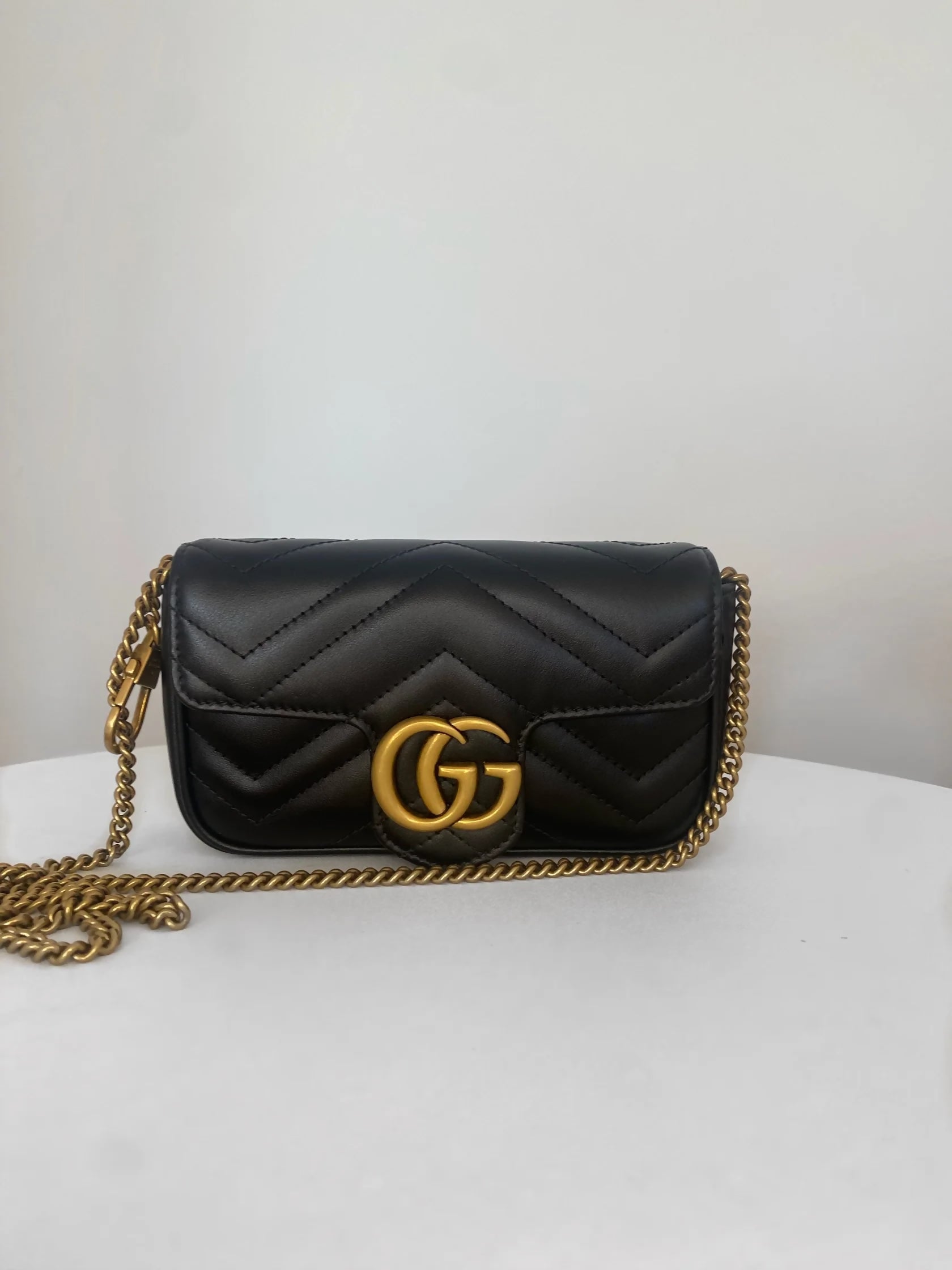 Gucci Super Mini Marmont Blk/Gld