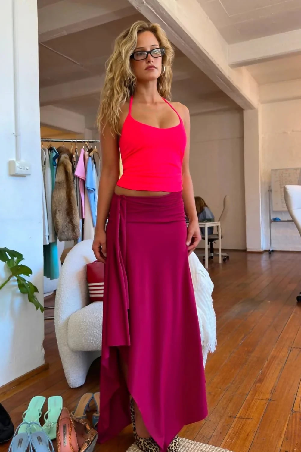 Mr Winston Jemima Neon Pink & Wine Set Size S / M