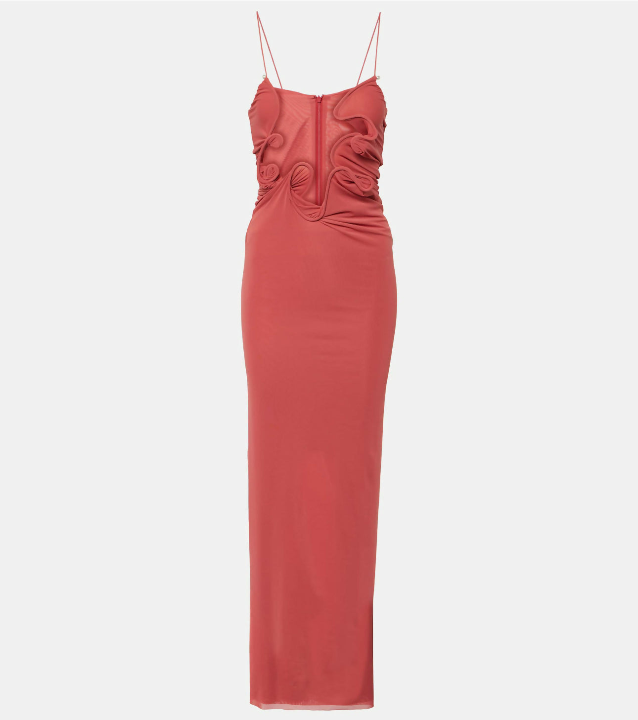 Christopher Esber Molded Venus Cut Out *EXCLUSIVE* Rose/ Cayenne Mesh Maxi Dress