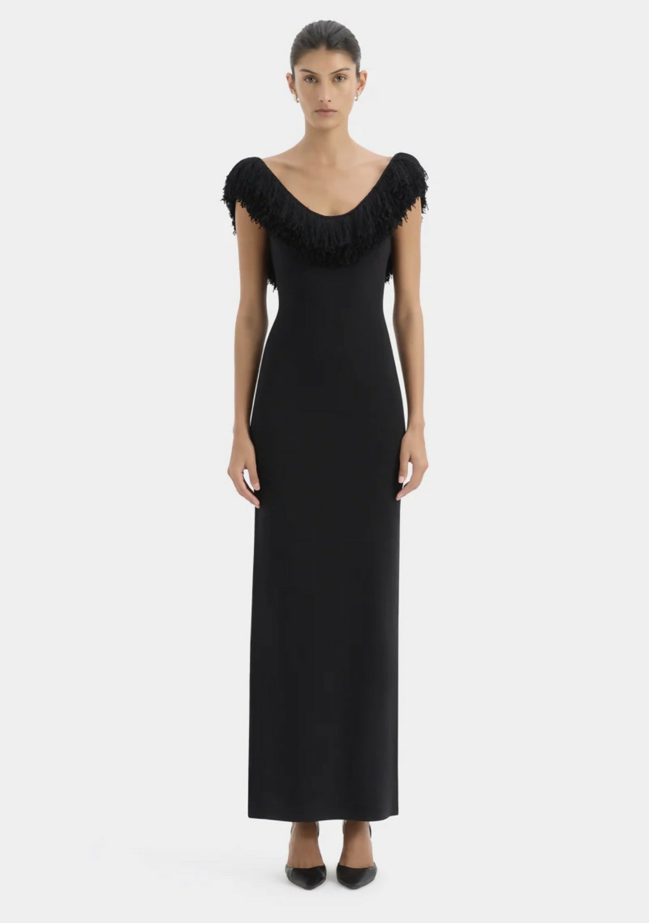 Sir The Label Marcelline Fringe Gown in Black Size 8