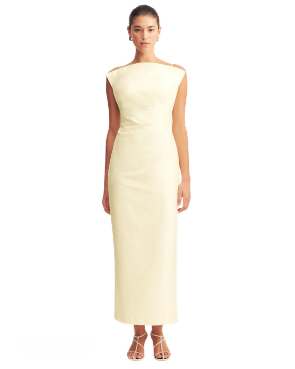 Shona Joy Otis Draped High Neck Midi Dress Yuzu