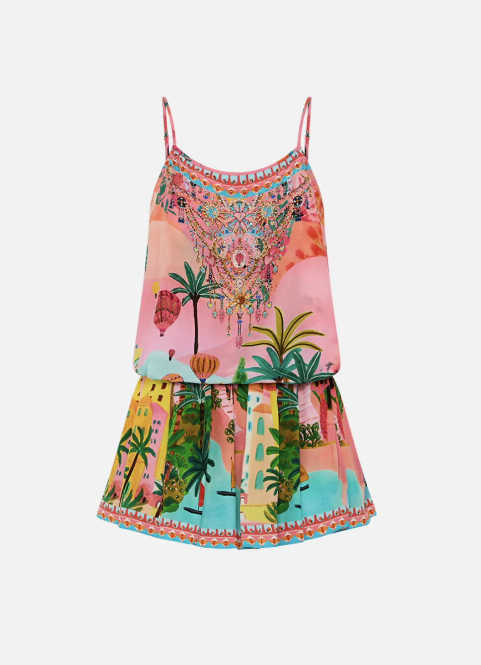 Camilla Shoestring Strap Playsuit in Sister Sunset 4