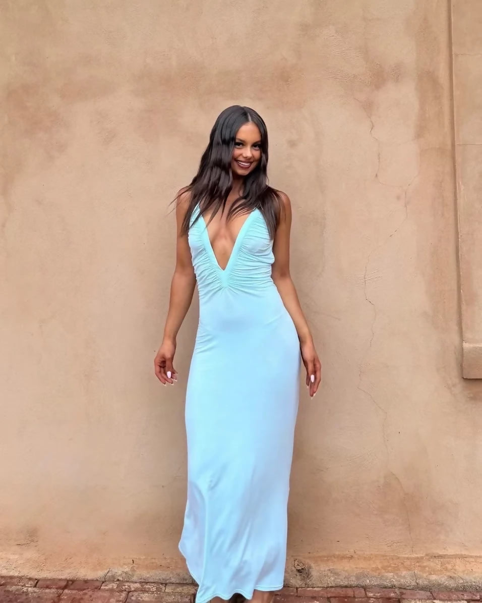 SOLAMUSA Angelina Aqua Maxi Dress Size XS