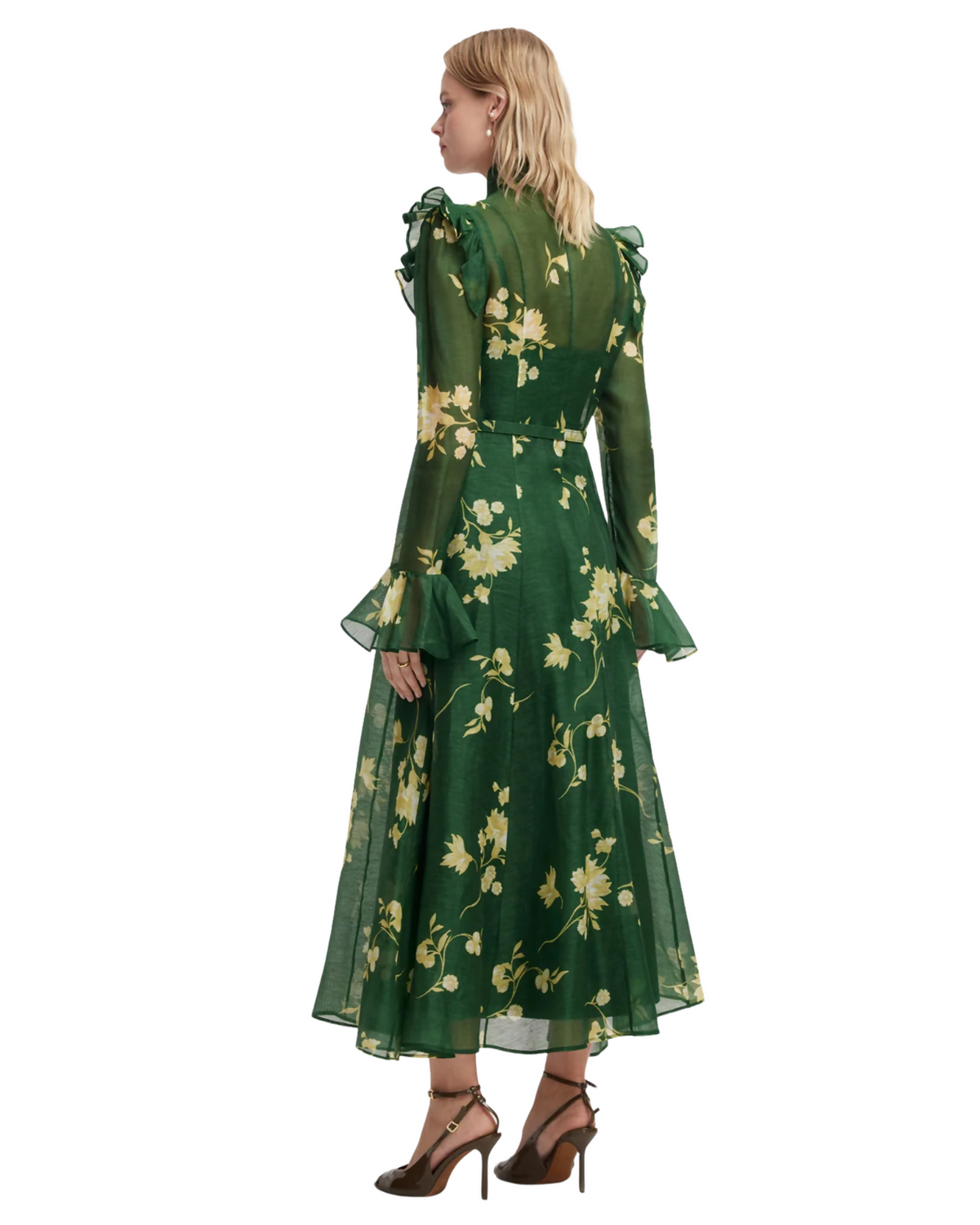 Leo Lin Katrina Butterfly Sleeve Midi Dress Forest Print