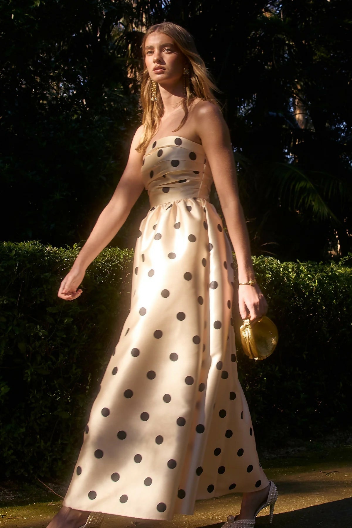 Pasduchas Dottie Strapless Midi Dress Cream Size 6 & 10