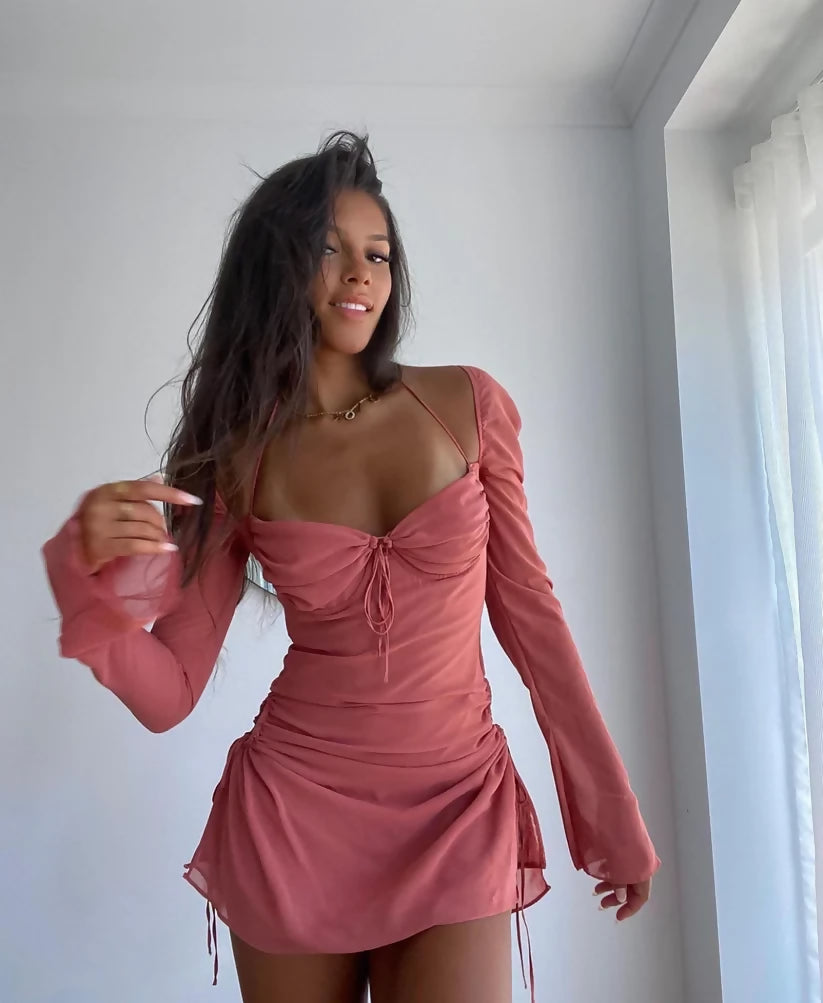House of CB baby Cutout Halter Mini - Pink | The Designer Hire House of CB baby Cutout Halter Mini - Pink | The Designer Hire