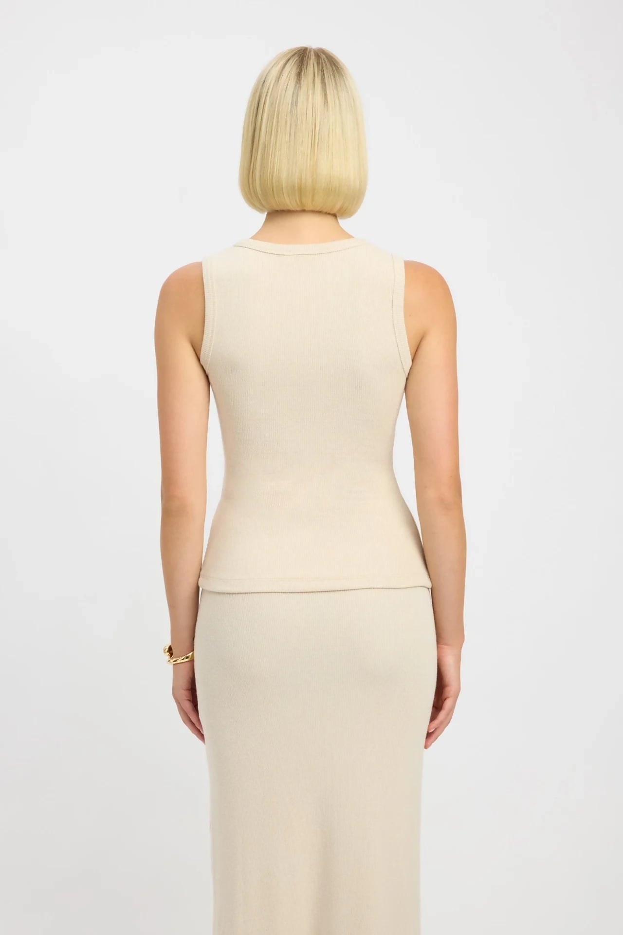 Kookai Bec Button Tank and Carter Skirt Butter / Cream