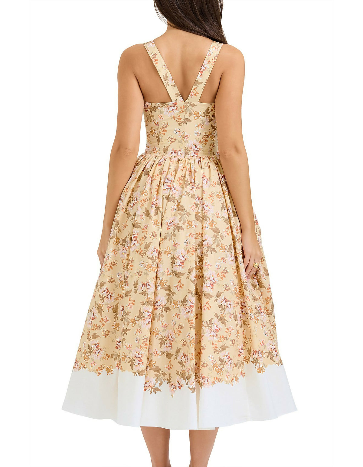 Alba in Honeyflower Print Gathered Cotton Midi Dress Size XS