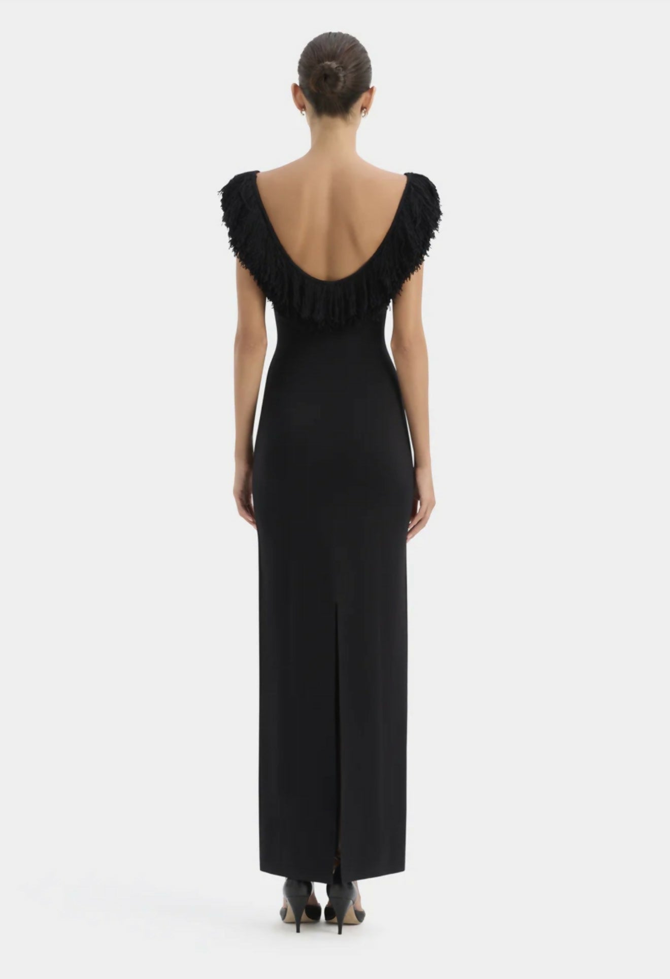 Sir The Label Marcelline Fringe Gown in Black Size 8