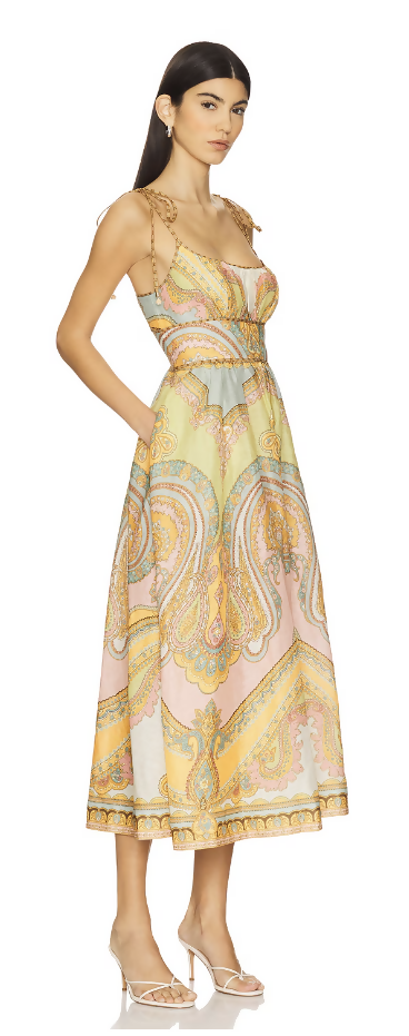 maxine picnic midi dress Zimmermann in gold paisley size 4 / AU 16 Size:16.0 Luxury Red Sequin evening tie waist dress