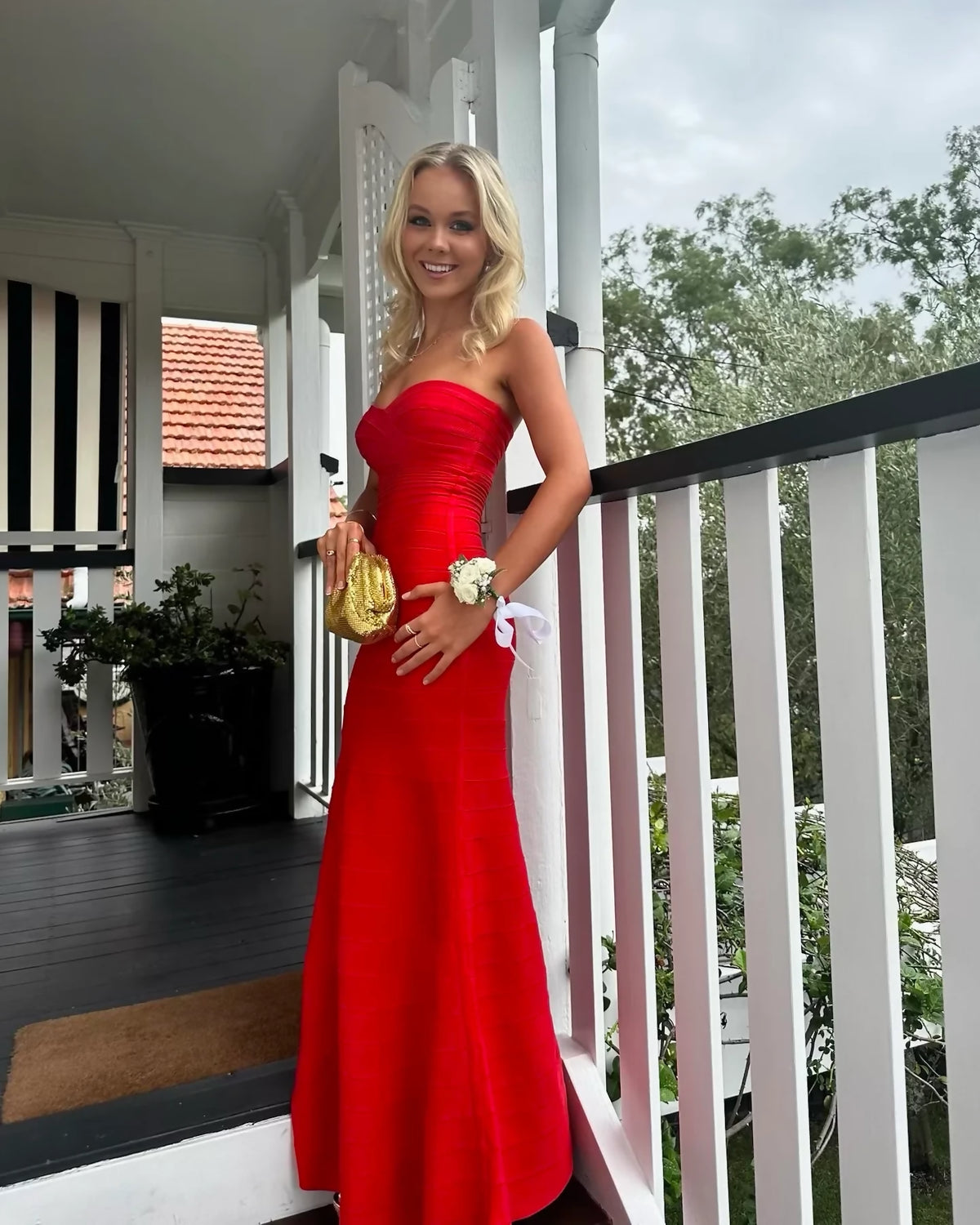 Hervé Leger Sara Red Bandage Gown Size XXS