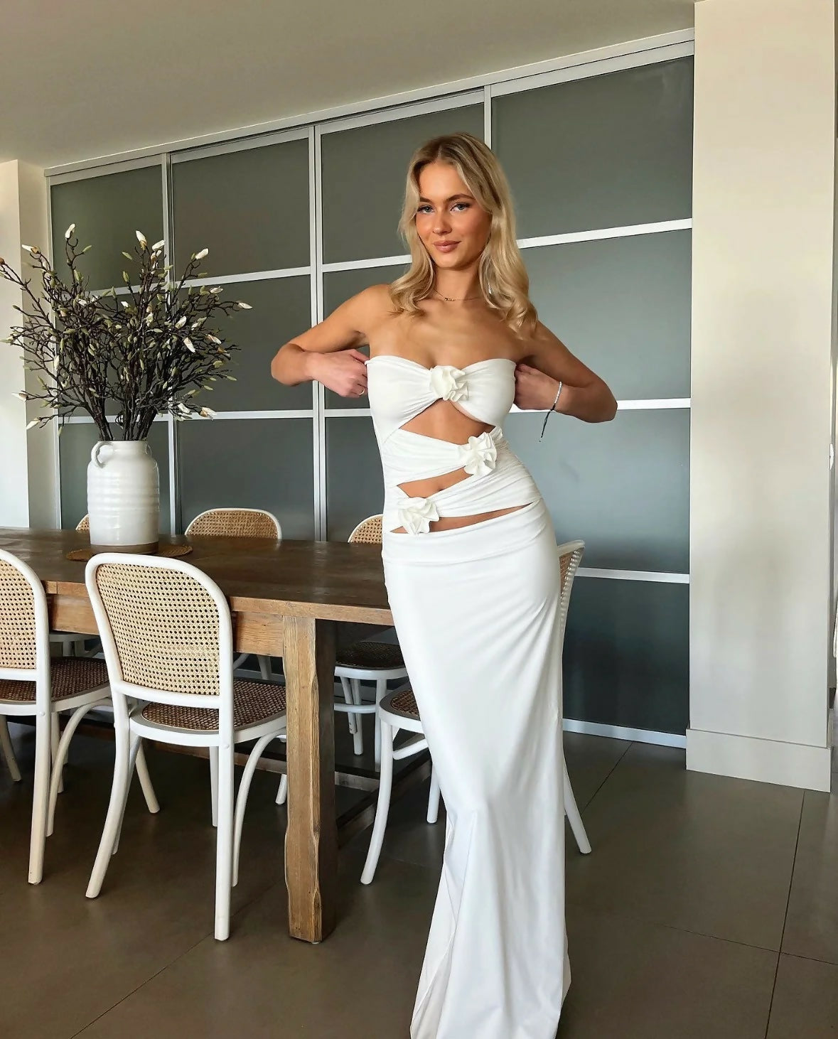 Maygel Coronel Veranera White Maxi Dress