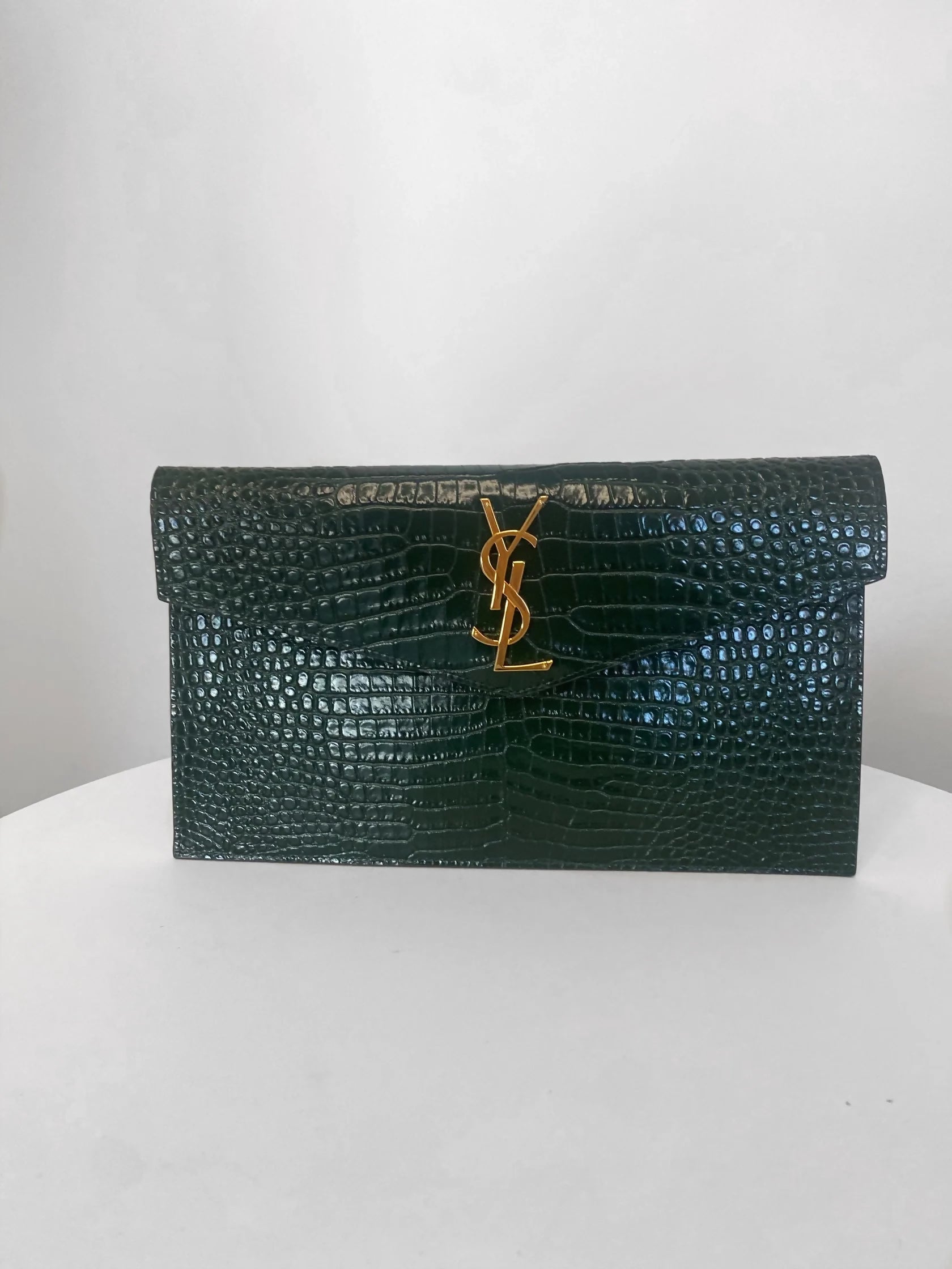 Saint Laurent Uptown Pouch Grn/Gld