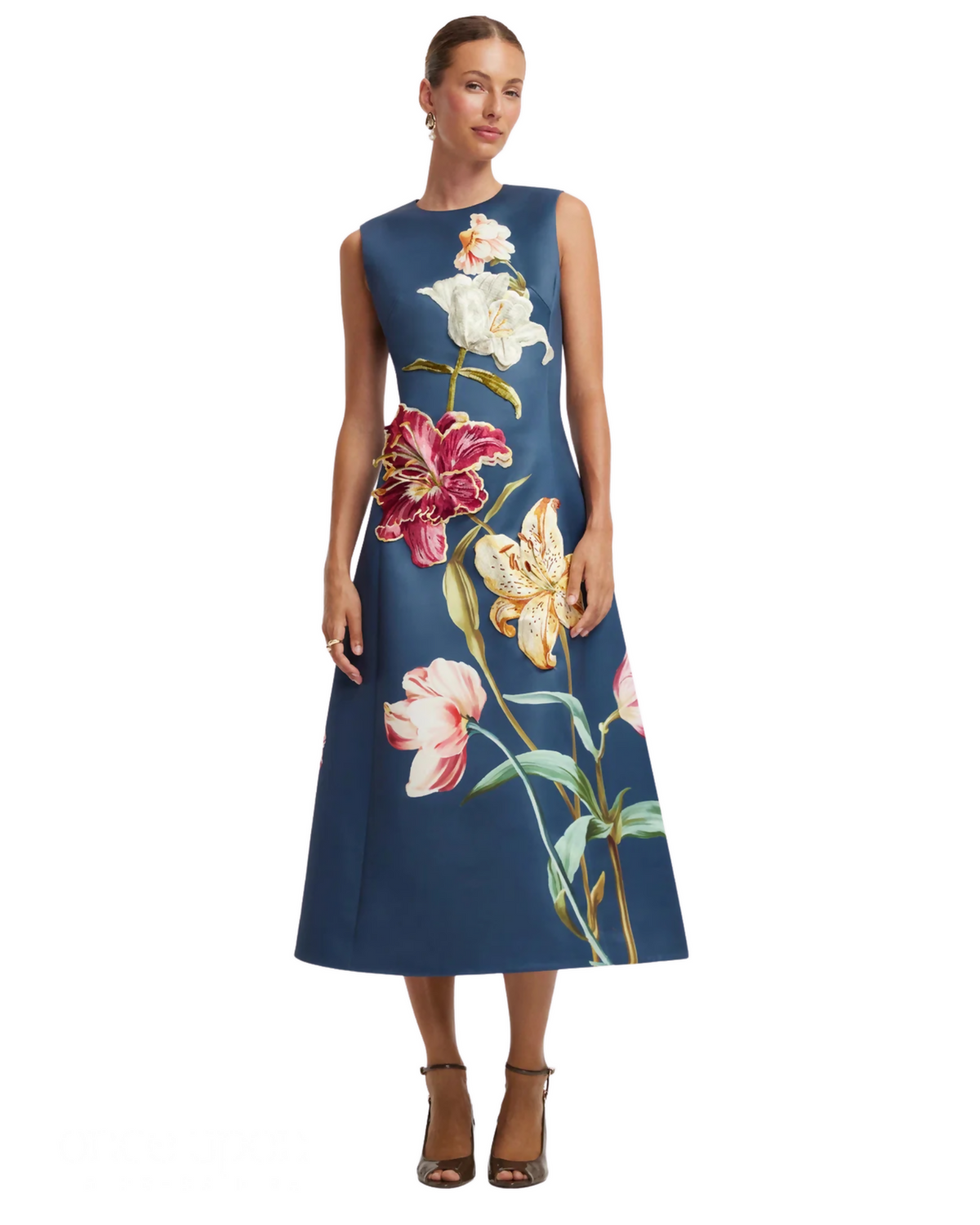 Leo Lin Cleo Embroidered Sleeveless Midi Dress