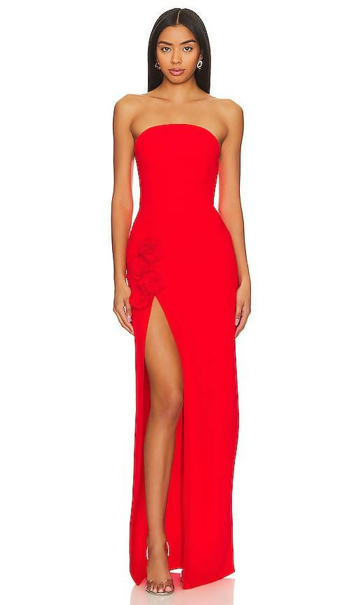 Amanda Uprichard X Revolve Wolfe Strapless Crimson Red Gown Amanda Uprichard X Revolve Wolfe Strapless Crimson Red Gown