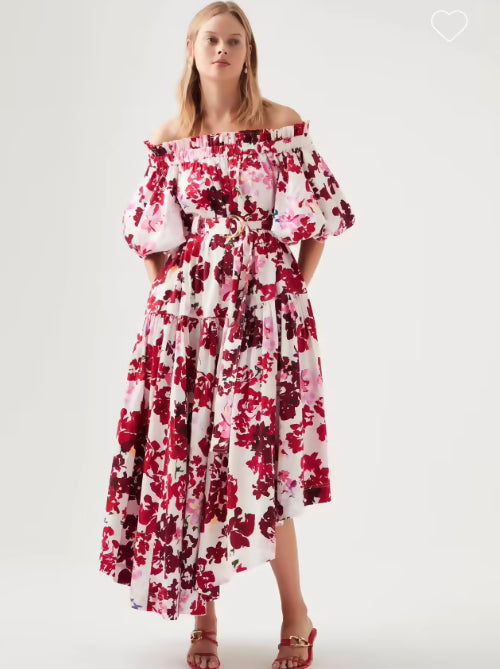 Aje Riviera Midi Dress Print Pink