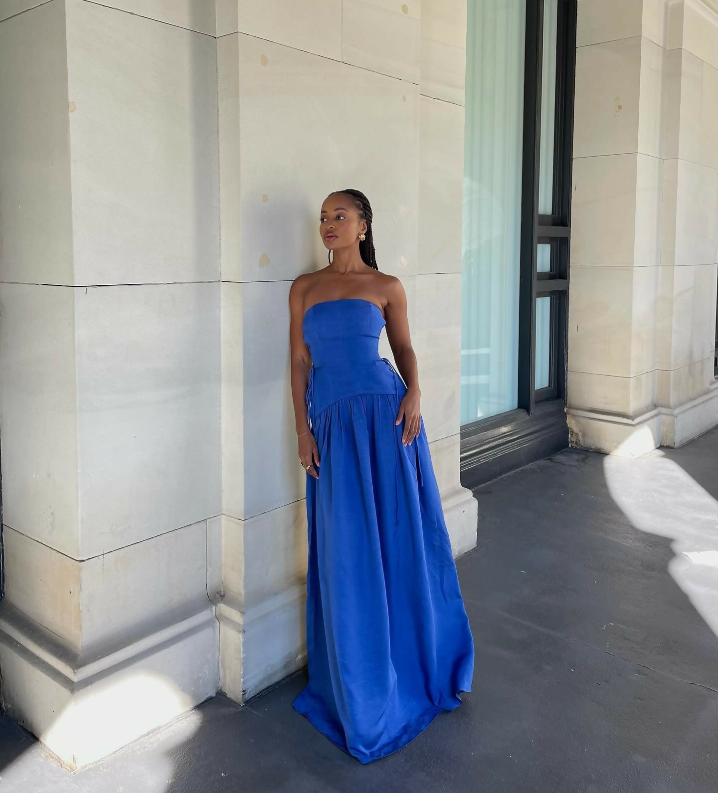 Vento Lace Up Strapless Dress