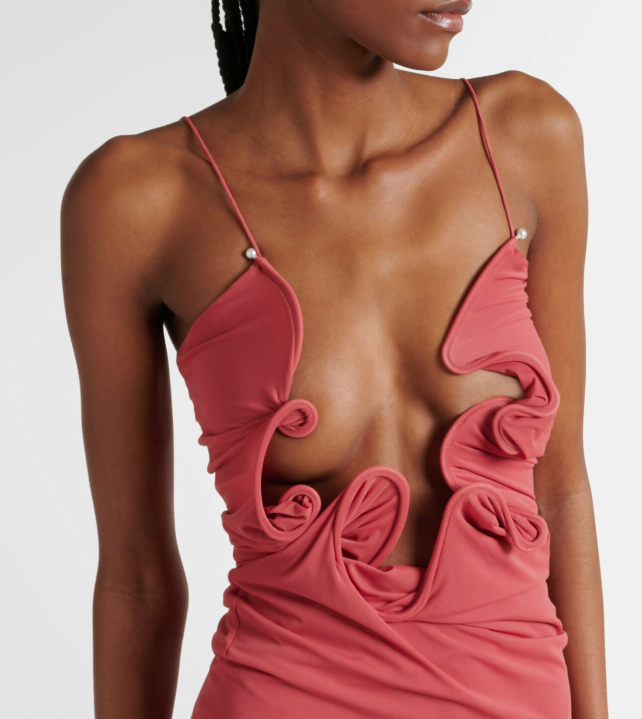 Christopher Esber Molded Venus Cut Out *EXCLUSIVE* Rose/ Cayenne Mesh Maxi Dress
