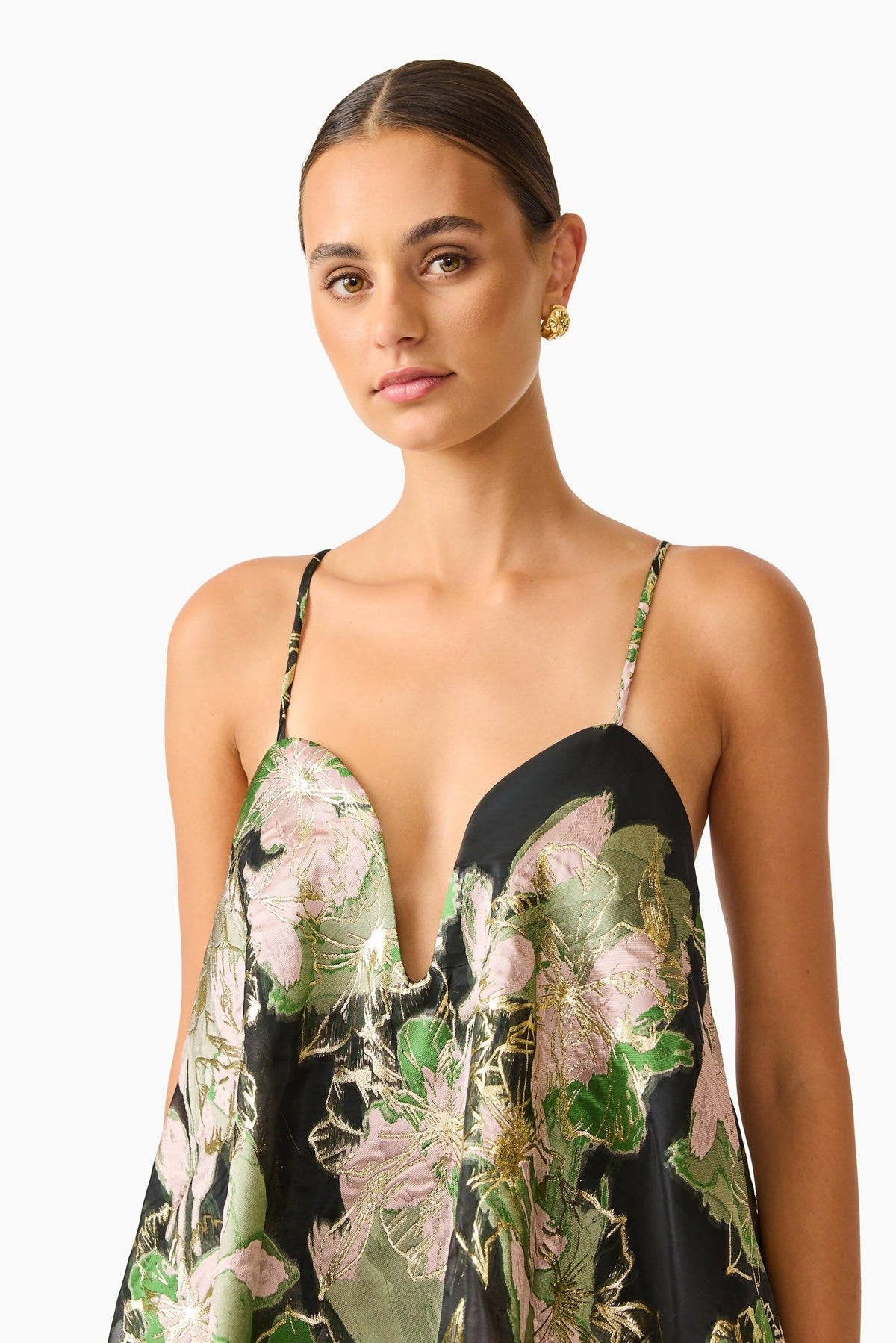 Elliatt Florayne Tiered Maxi Dress Black Green Floral