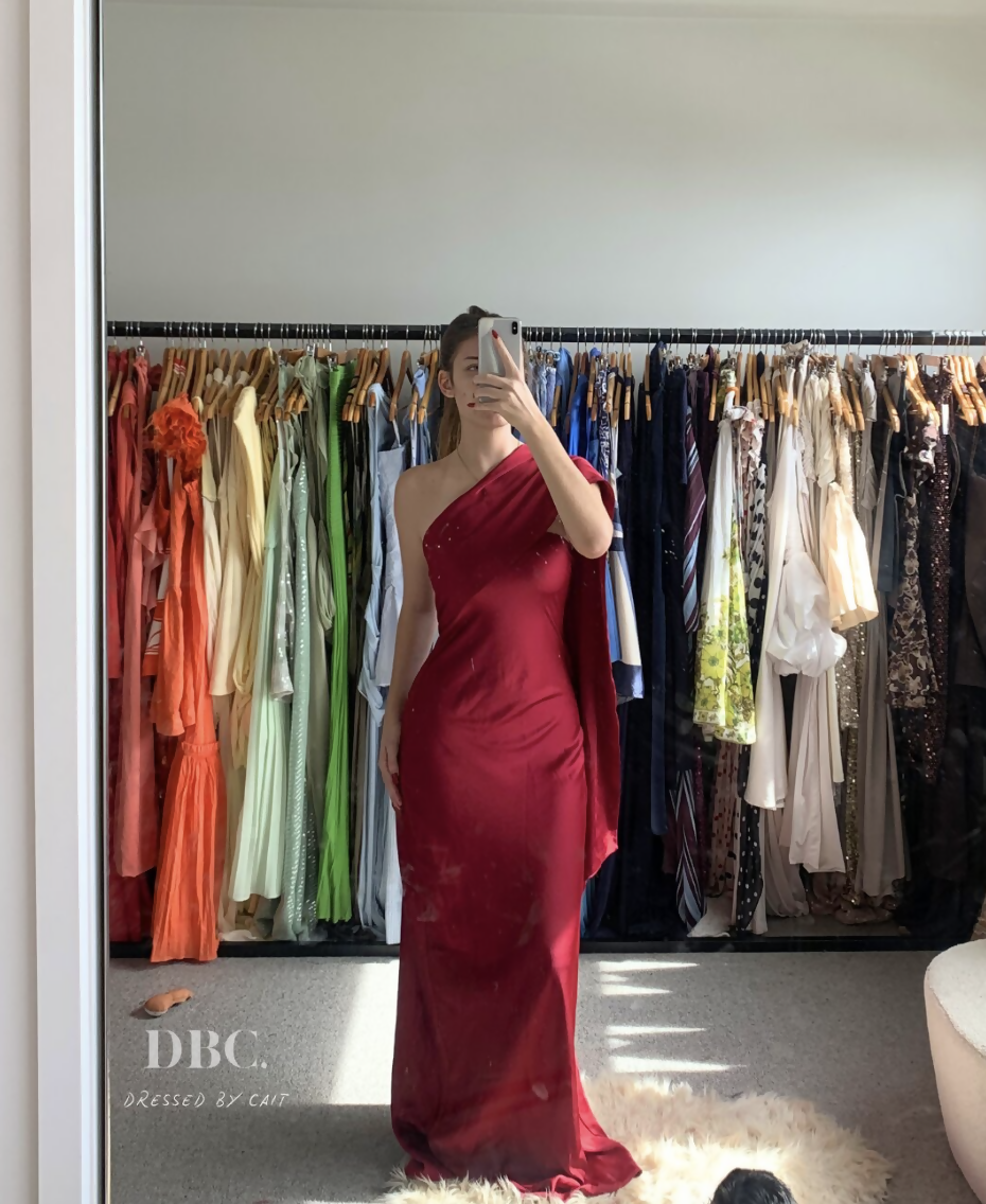 MISHA Collection Lilia Satin Maxi Beetroot