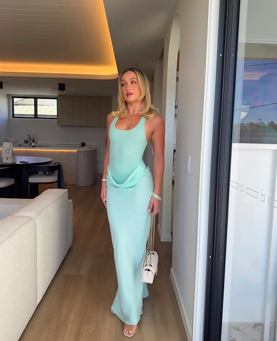 Benni Jade Maxi Dress in Bleached Aqua Size 8