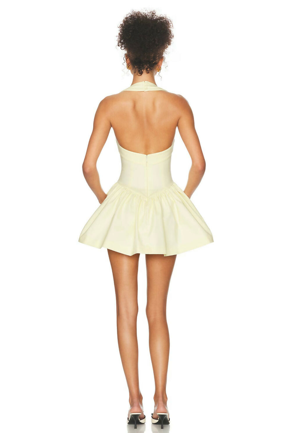 Helsa Fallie Halter Mini Dress Lemon Cream | The Designer Hire Helsa Fallie Halter Mini Dress Lemon Cream | The Designer Hire
