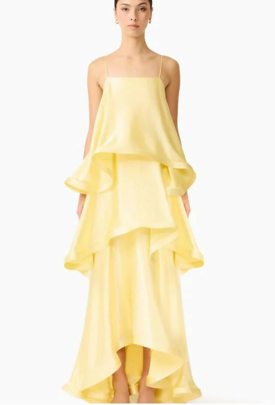 Elliatt Tilly Tiered Maxi Dress in Butter Yellow Size XS, S, & M