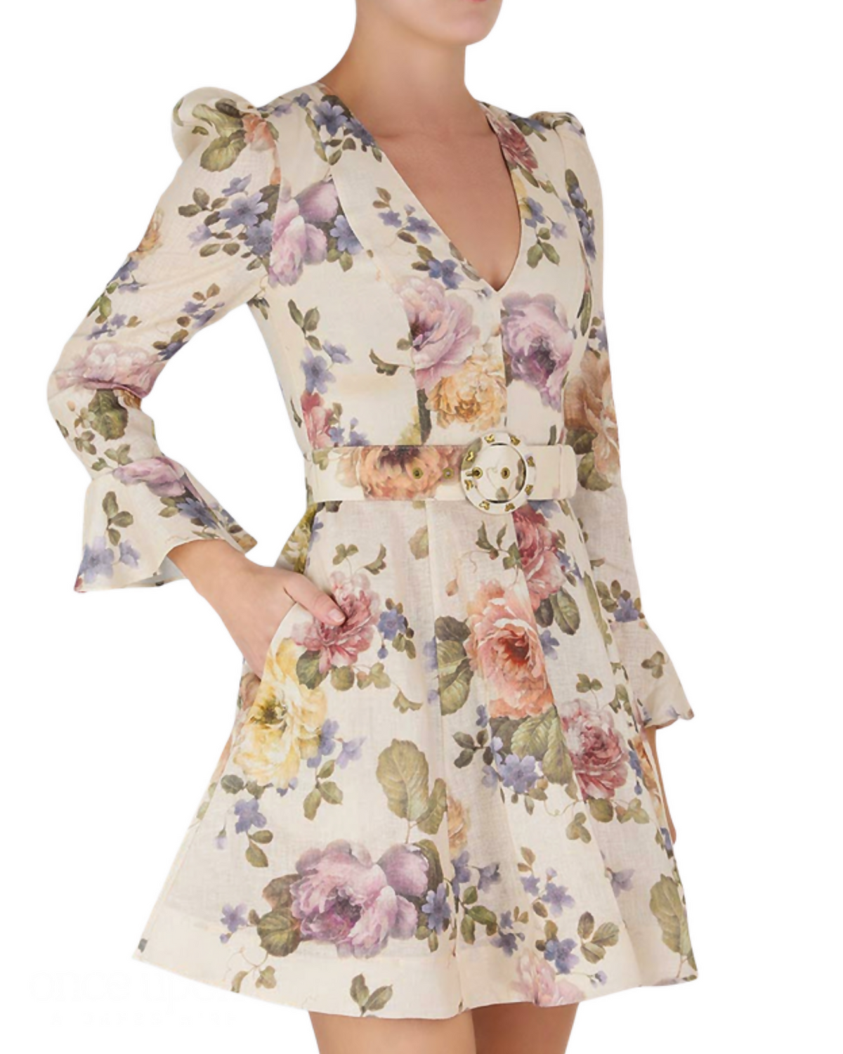 Zimmermann Luminosity Mini Dress Multi Floral Cream