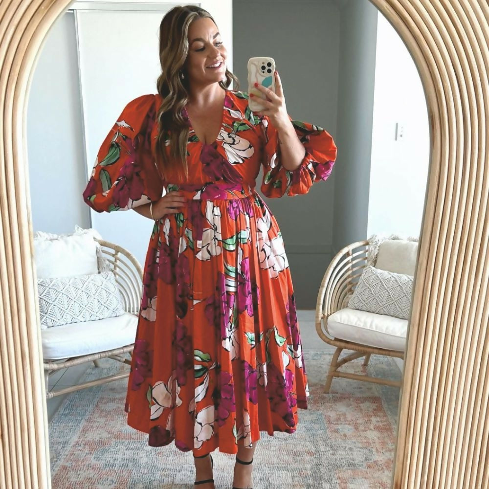 aje marlene floral midi dress Aje Marlene Floral Midi Dress Size 14