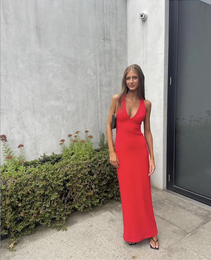 Effie Kats Eiza Gown in Cherry Red