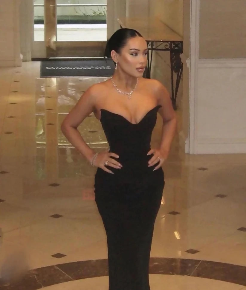 House of CB Sabine Black Strapless Corset Dress
