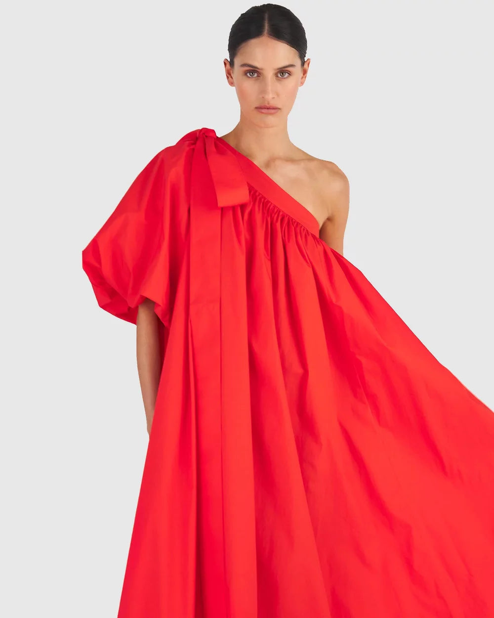 Oroton One Shoulder Dress in True Red