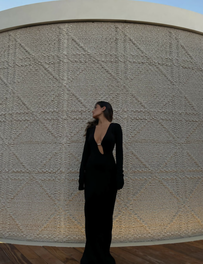 SIR The Label Kinetic Beaded Long Sleeve Maxi Dress Size 6