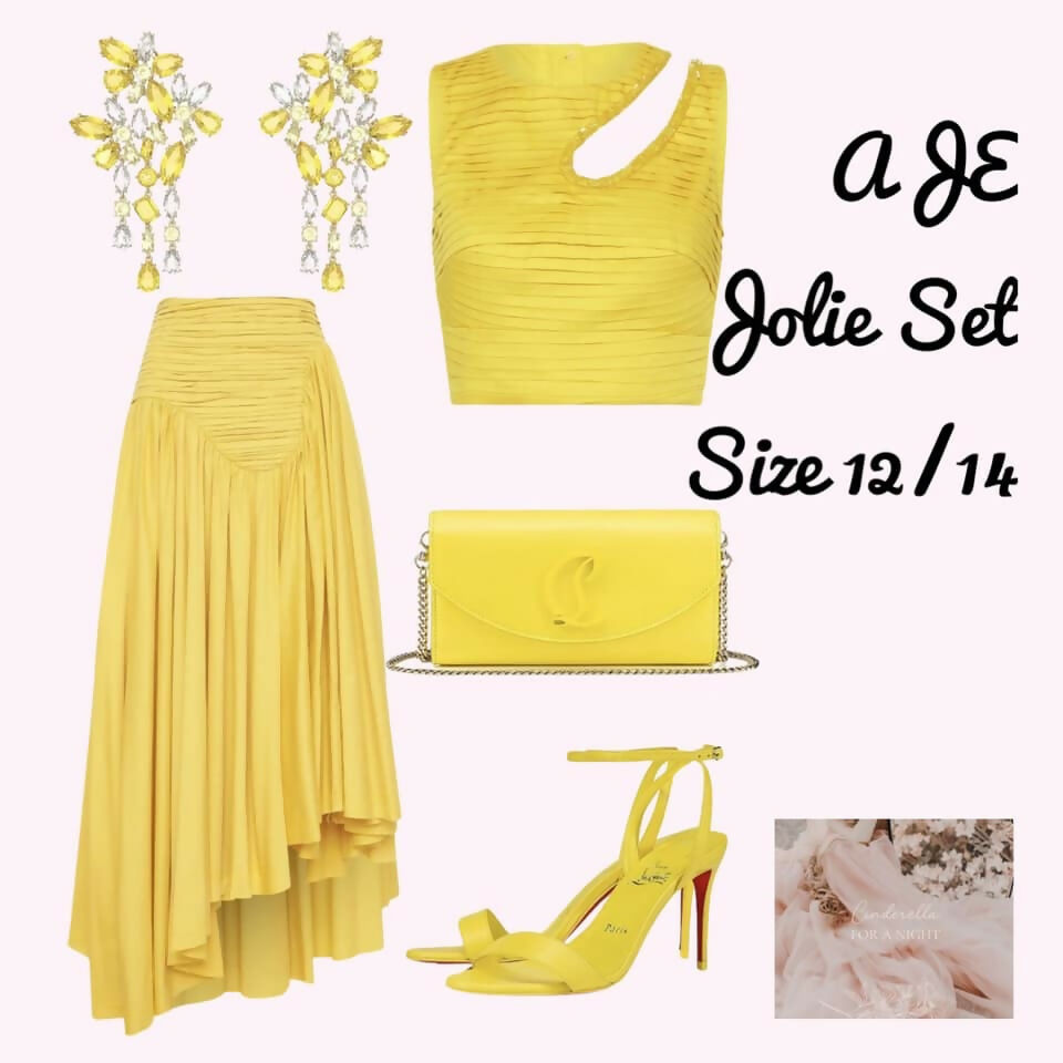 AJE Jolie Abstract Cut Out Top size 14 & Jolie Asymmetric Midi Skirt size 12