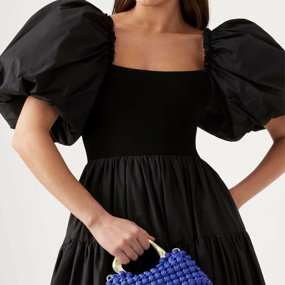 Aje Casa Puff Sleeve Midi Black