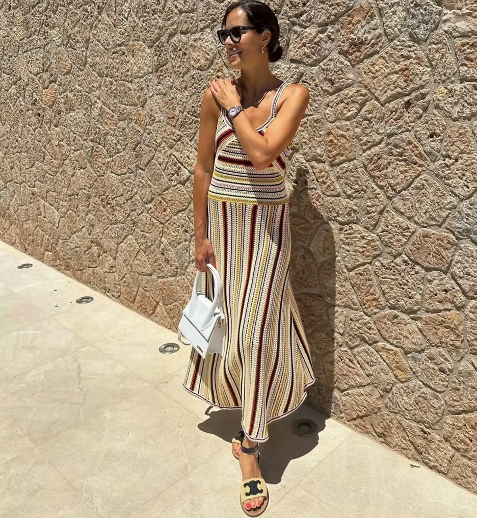 Zimmermann Vitali Striped crochet-knit cotton dress Size 0 / AU 8