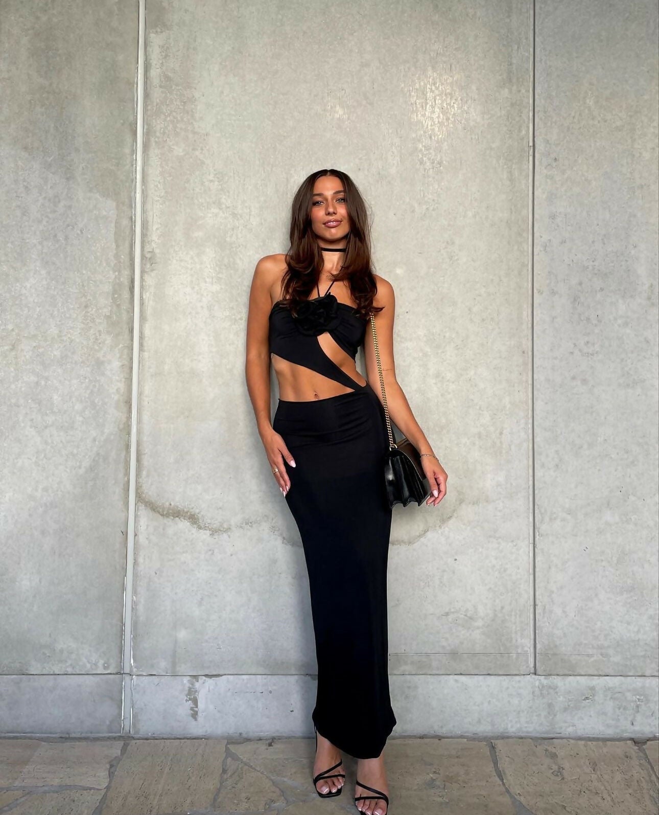 Magda Butrym Floral Asymmetrical Cutout Gown