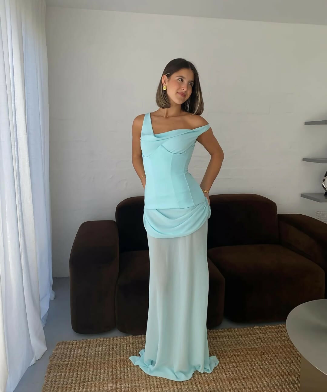 natalie rolt off the shoulder dress Natalie Rolt Cadence Gown - Baby Blue Size 0 & 2