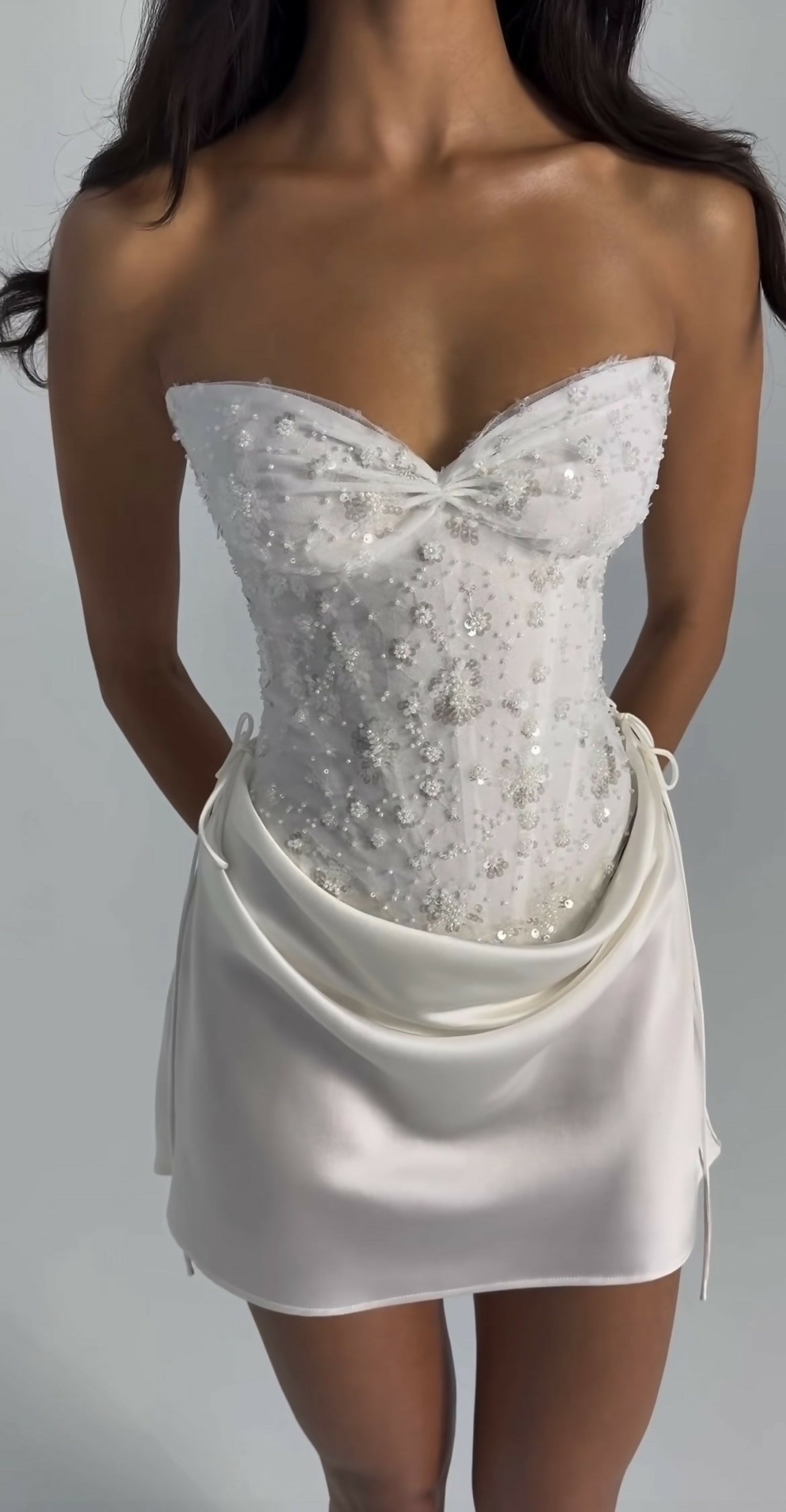 Natalie Rolt Verity Bustier in White Embellished and Evelyn Mini in White Size 1 (AU8)