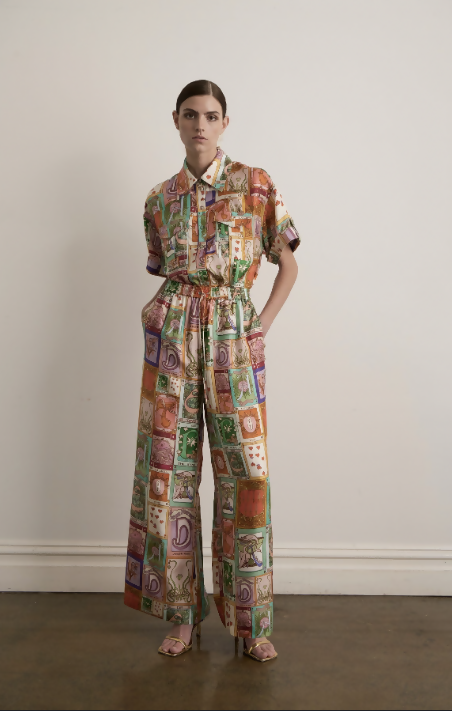 Kate Ford Cairo Silk Oversized Tee & Pants Set size 3 (AU12)
