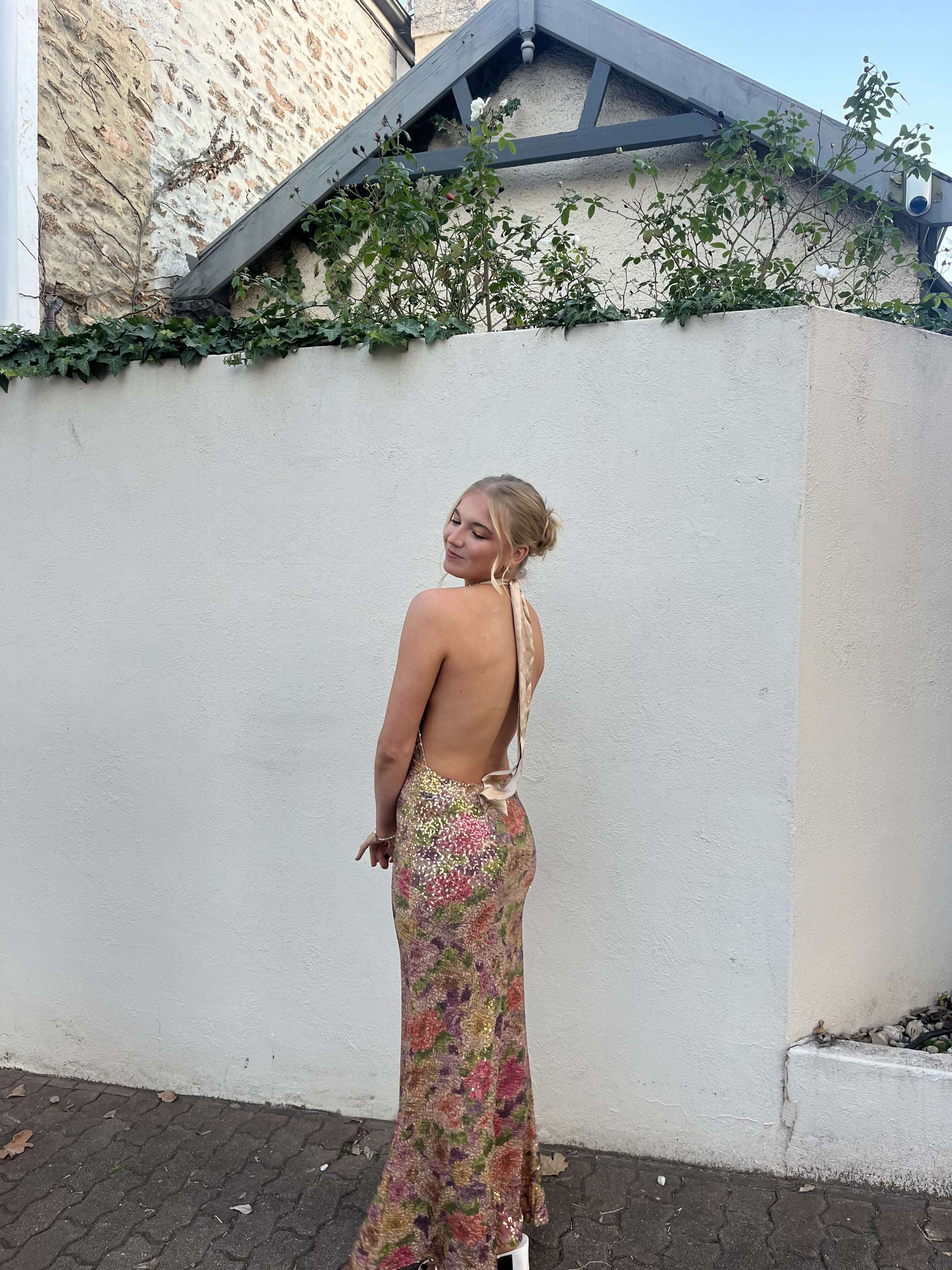 Fait Par Foutch Fleur Sequin Maxi Dress Multi Size XS