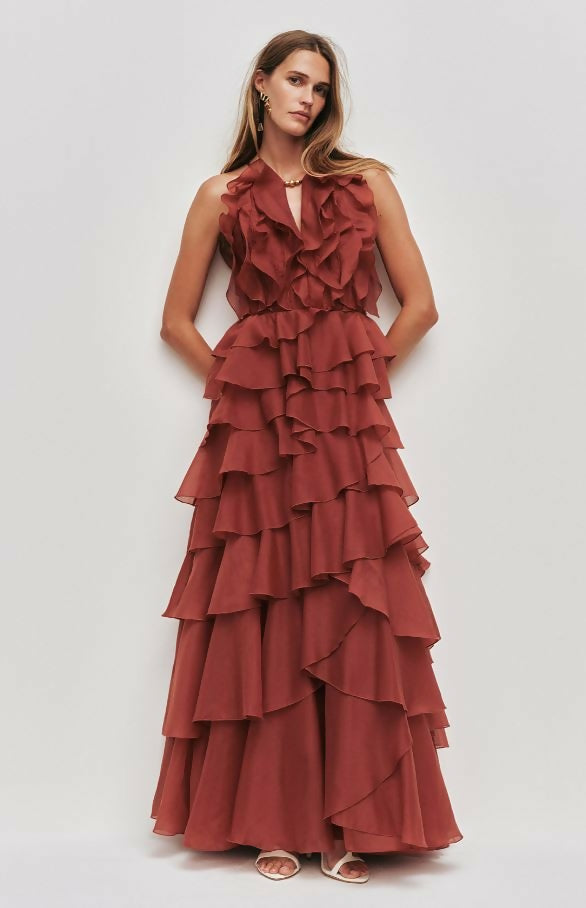 Aje Cleo Gown in Rust Size 6, 8, & 10