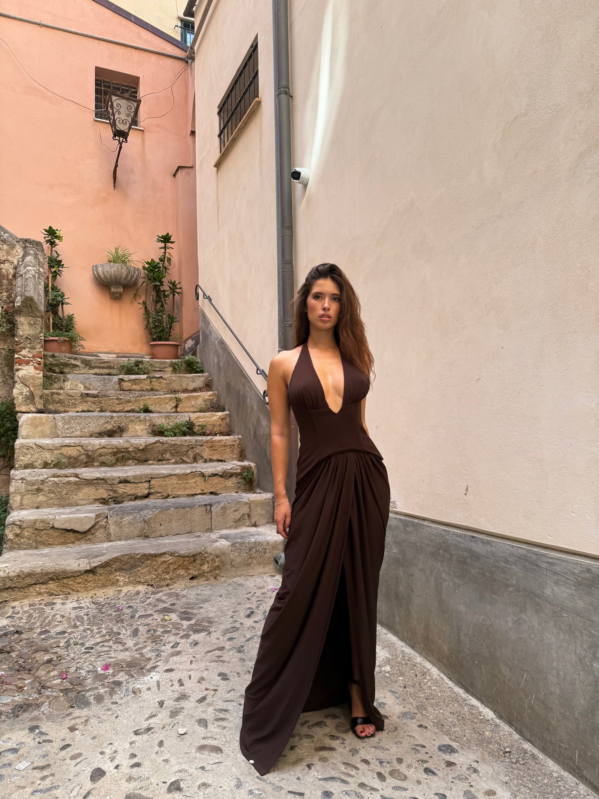 She Is Olla Landon Dress - Espresso Brown Size S | The Designer Hire
