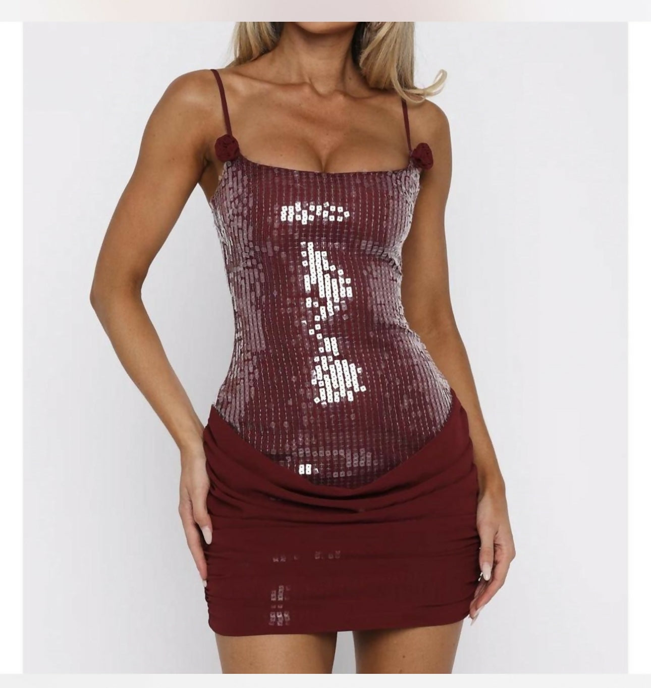 Studio Starlet Sequin Mini Dress Wine Size 8