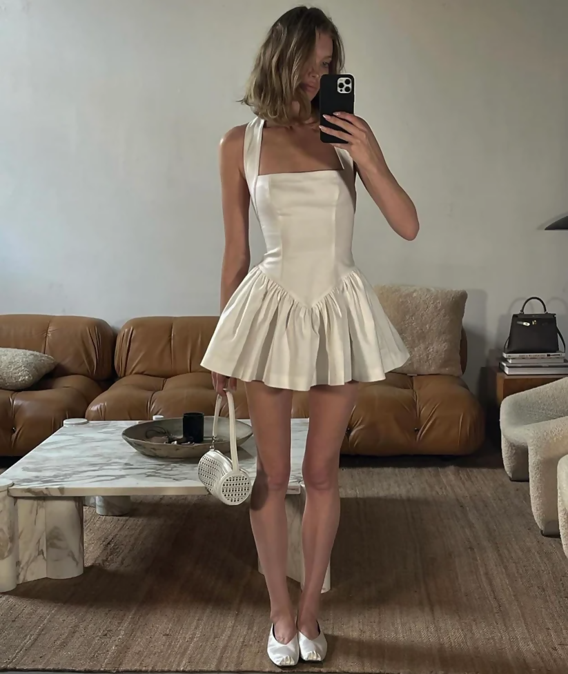 white halter low back dress White Halter Maxi Dress with Open Back White / S main image 1