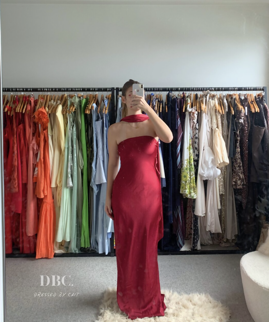 MISHA Collection Lilia Satin Maxi Beetroot