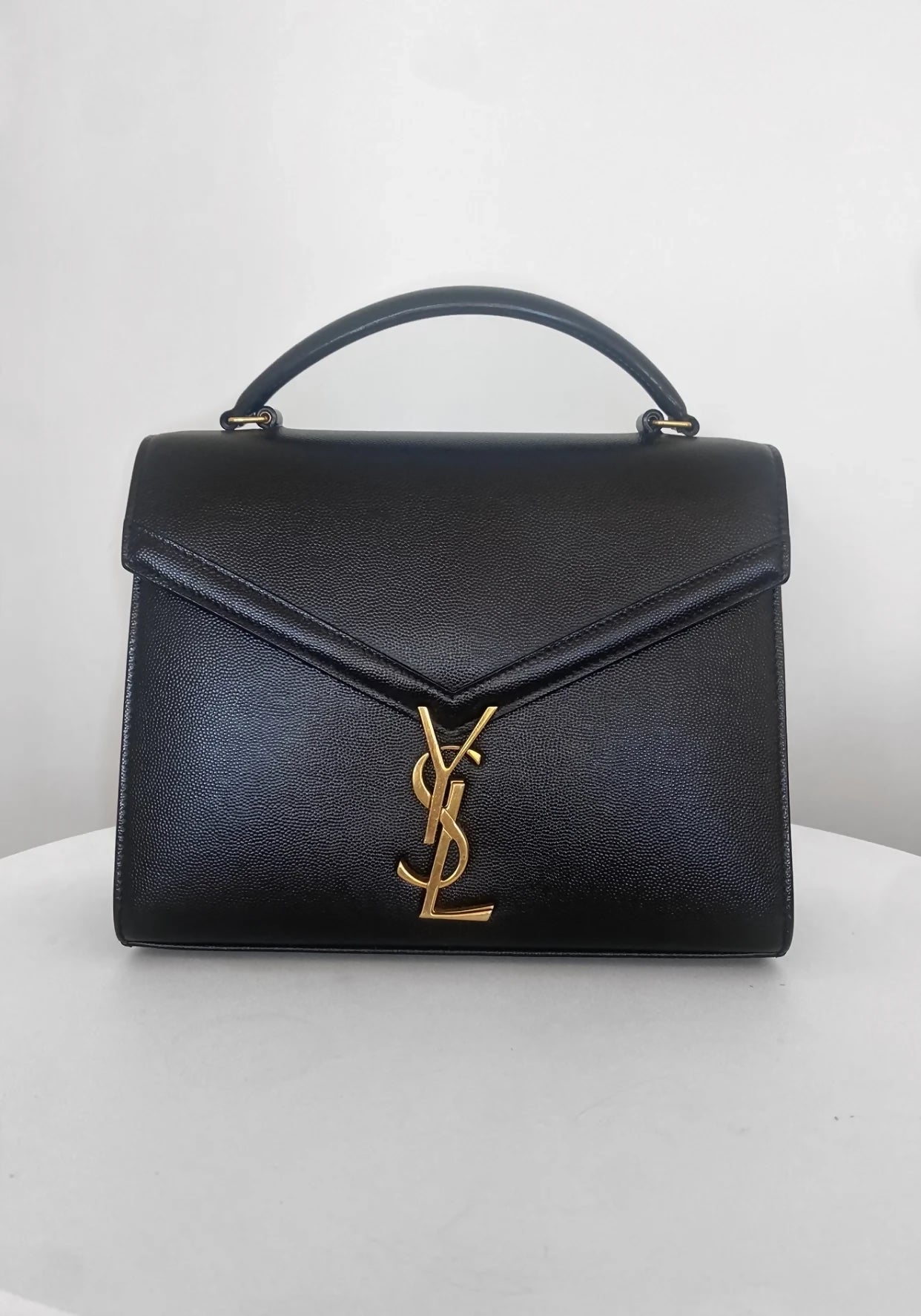 Saint Laurent Cassandra Medium Top Handle Blk/Gld